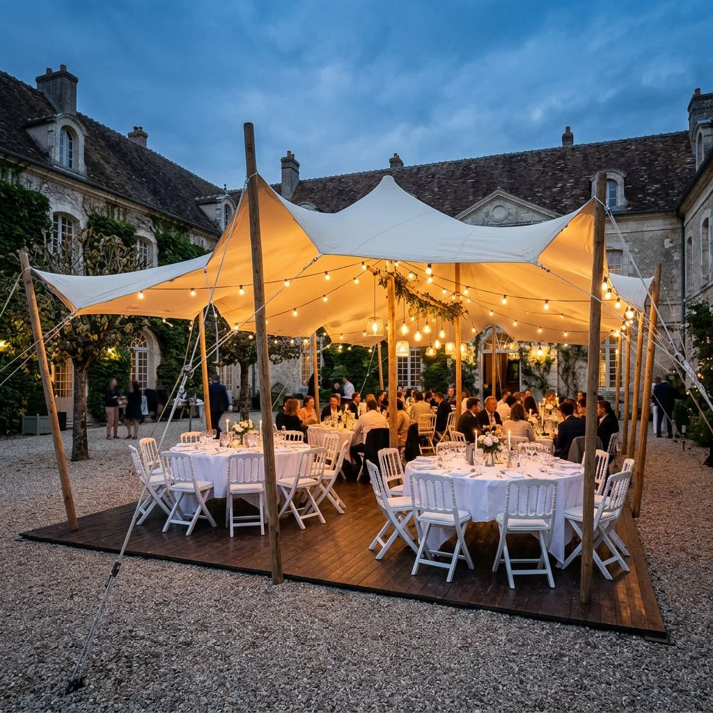 Tente nomade de 160 m² pour un dîner au château