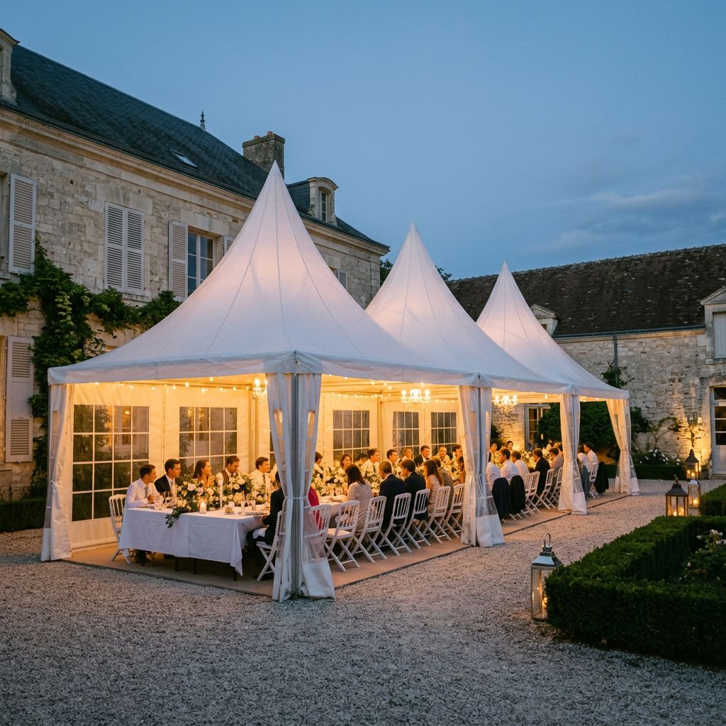 Pagodes éclairées pour un dîner de réception